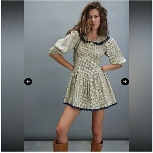 Free People Cream and Navy Mini Dress